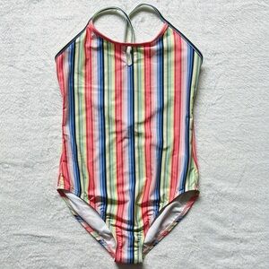 Colorful Striped Kids One-Piece Swimsuit